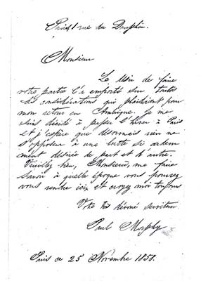 Carta de Paul Morphy