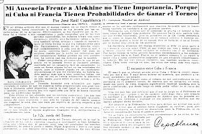 Capablanca. Reportaje en Diario Crítica 1939