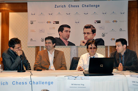 Conferencia de Prensa muy relajada de Aronian y Kramnik con Wener Hug y Yannick Pelletier 