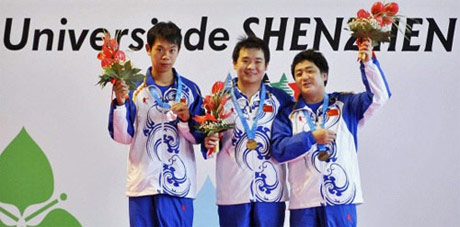 Wang Hao, Li Chao, y Wang Yue. Foto © Sina Chess